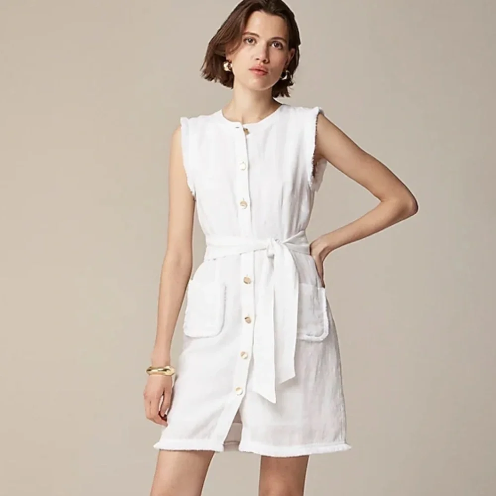 J crew Raw-hem mini shirtdress in linen
